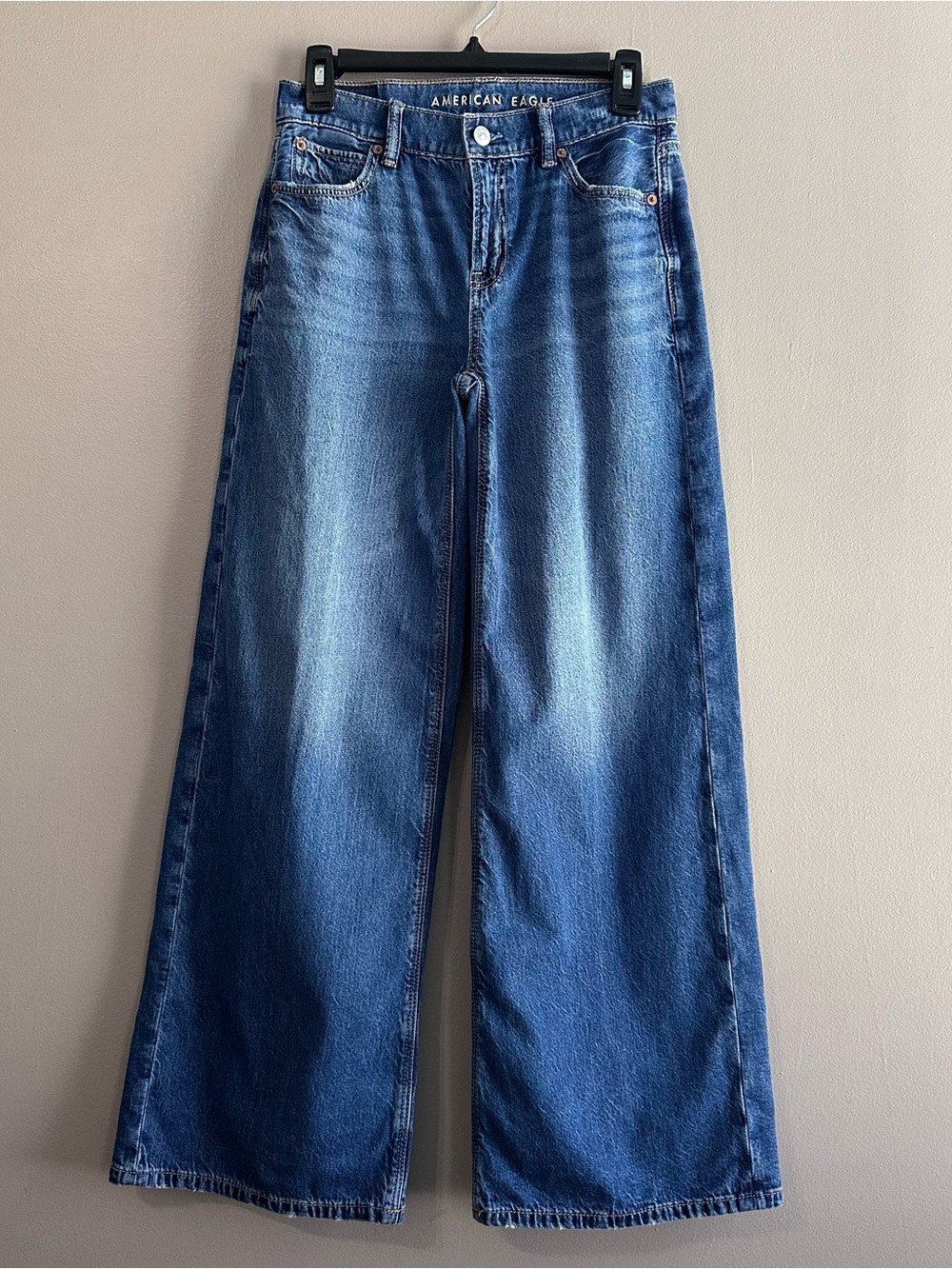 American Eagle Low Rise Ultra Wide Leg Strigid Loose Denim Jeans Womens 000
